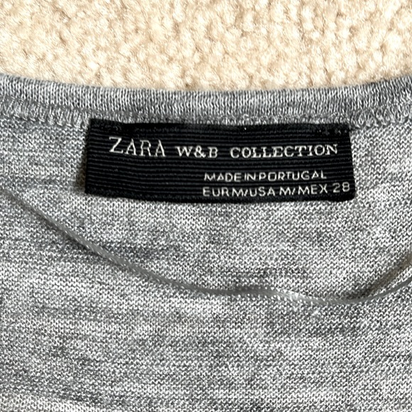 Zara slub knit 3/4 sleeve tee with skeleton print & rhinestone detail. Size USM - Picture 4 of 6